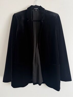 Express Women’s Black Velvet Open Blazer